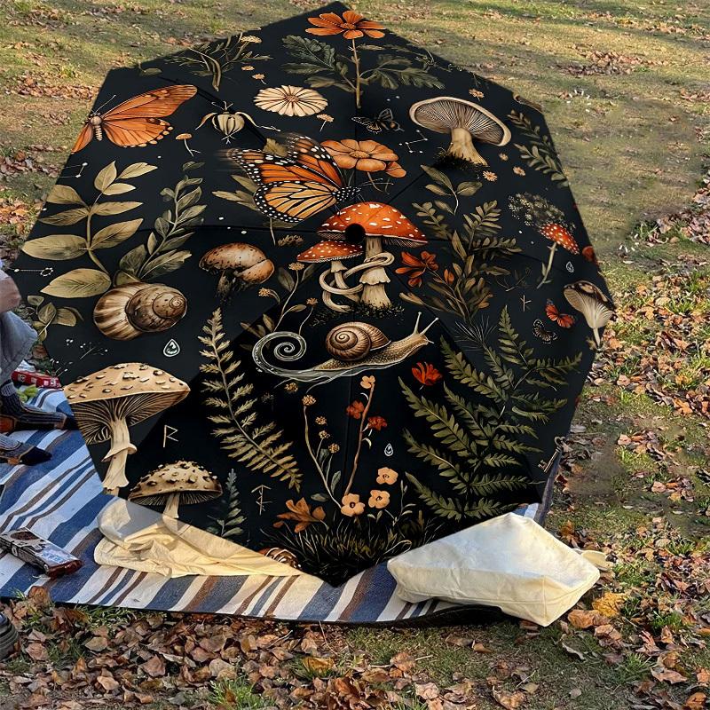 1PC Mushrooms Flowers Umbrella-8-Rib Reinforced Portable Folding Travel Suitable for All Seasons Outdoor Daily Use Is an Ideal Choice -K0377