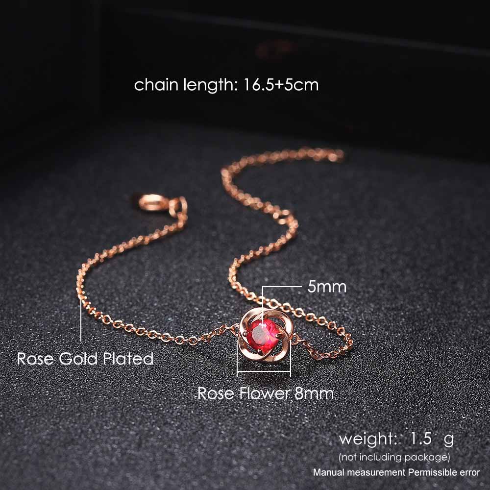 

ZHOUYANG Rose Flower Pendant Necklaces For Women Girls Simple Red Zircon Rose Gold Color Birthday Gift Fashion Jewelry N179