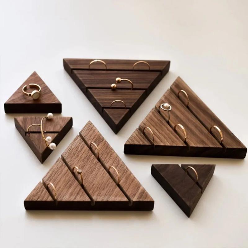 Black Walnut Ring Holder Photo Props Jewelry Display Rack Tray Storage Boxes Jeweler Seller Window Counter Display Home Decor Ornaments Accessories