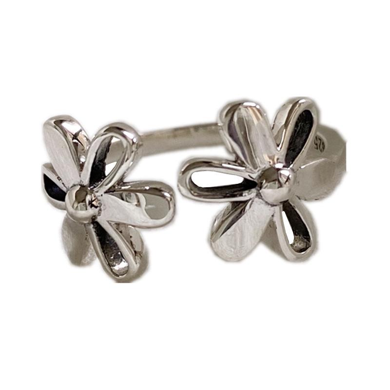 Korean Retro Hollow Flower Petal Open Ring - Women s Trendy Temperament Index Finger Accessory Adjustable Open