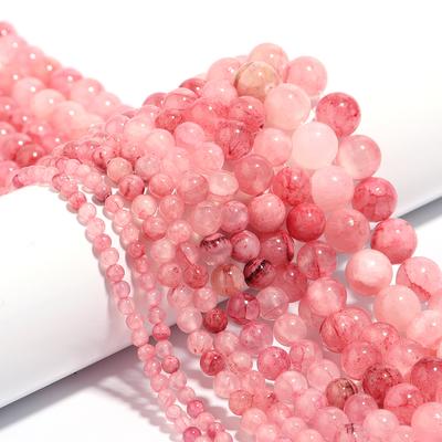 1 Strand 4/6/8/10/12mm Natural Pink Persian Jade Stone Beads Round Loose Gem Beads For Jewelry Making DIY Bracelet Accessories