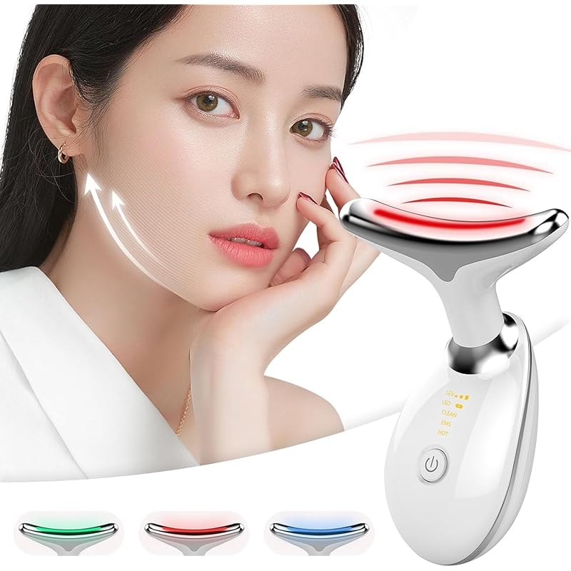 

Facial beauty device lift up neck care Beauskin 3 modes 1 unit multi-purpose ultrasonic vibration facial roller 3 color LED light beauty salon thermal
