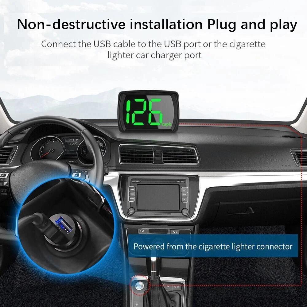 Universal Car HUD Head Up Display - GPS Digital Speedometer with Dual Chips for KMH/MPH, HD LCD Plug & Play
