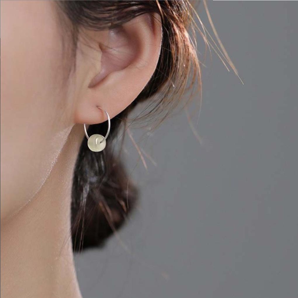 Damen Klassische Retro Öffnungs-Creolen Schmuck Hängende Jadeperlen Dangle Temperament Allround-Stecknadel-Accessoires