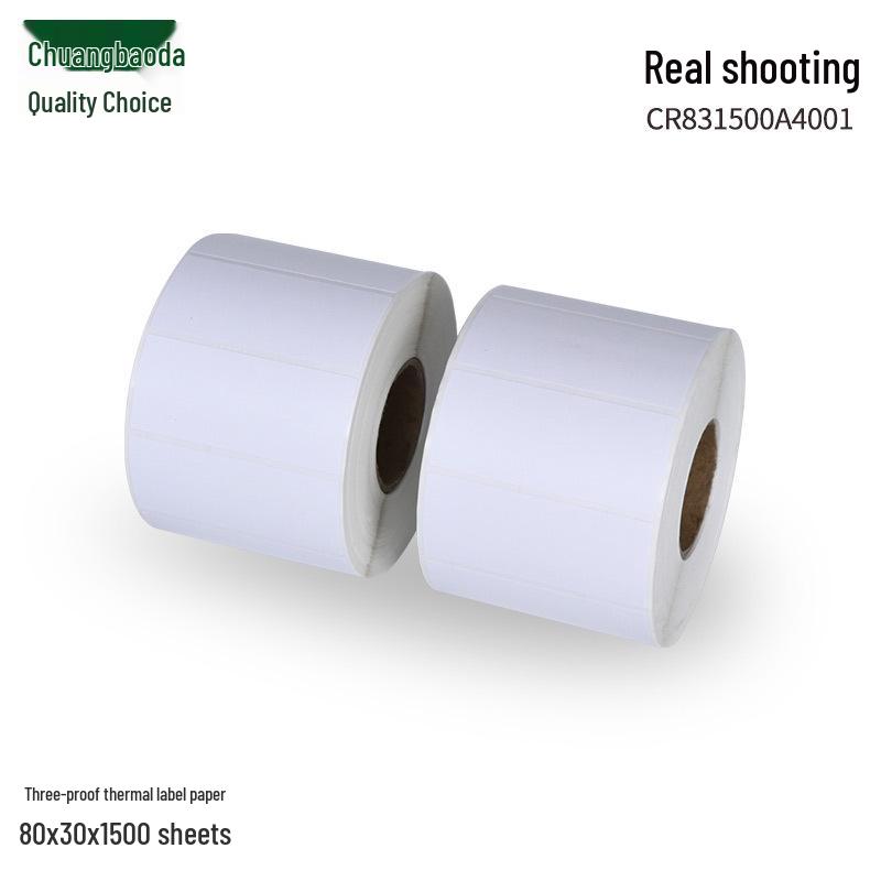 Durable Thermal Labels 80x30 mm, 1500 Sheets - Adhesive Barcode Stickers