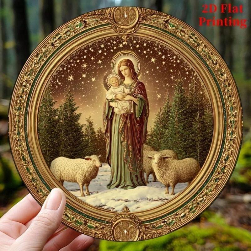 Metal Wall Sign Round 8x8 Inch Christmas Boho Rustic Decor for Kitchen
