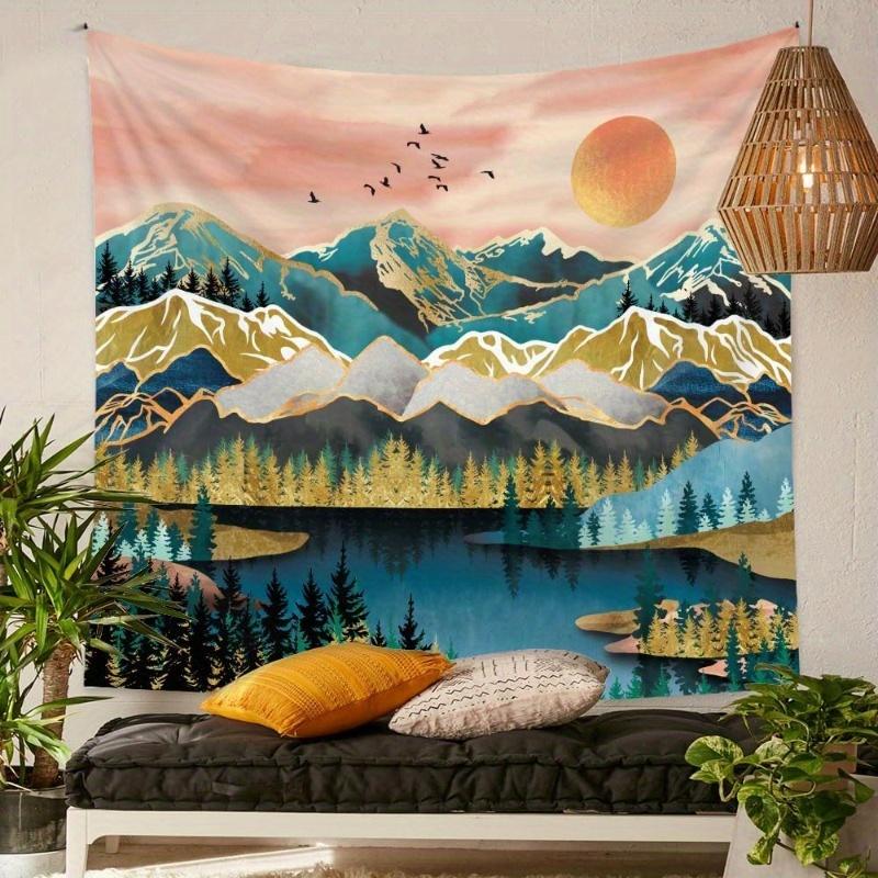 1pc Nordic Style Landscape Tapestry, Polyester Fabric, Machine Washable, Suitable for Bedroom and Living Room Decoration