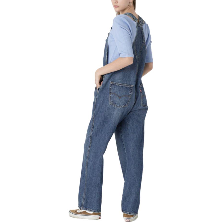 Levis Washed Loose Straight-Leg Denim Overalls Women Bottoms Indigo 85315-0017