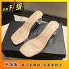 Thick Heel Crystal Heel Fashion Sandals 2025 Summer New Internet Celebrity Word with Transparent Thick Heel Cool Slippers Women's Wear
