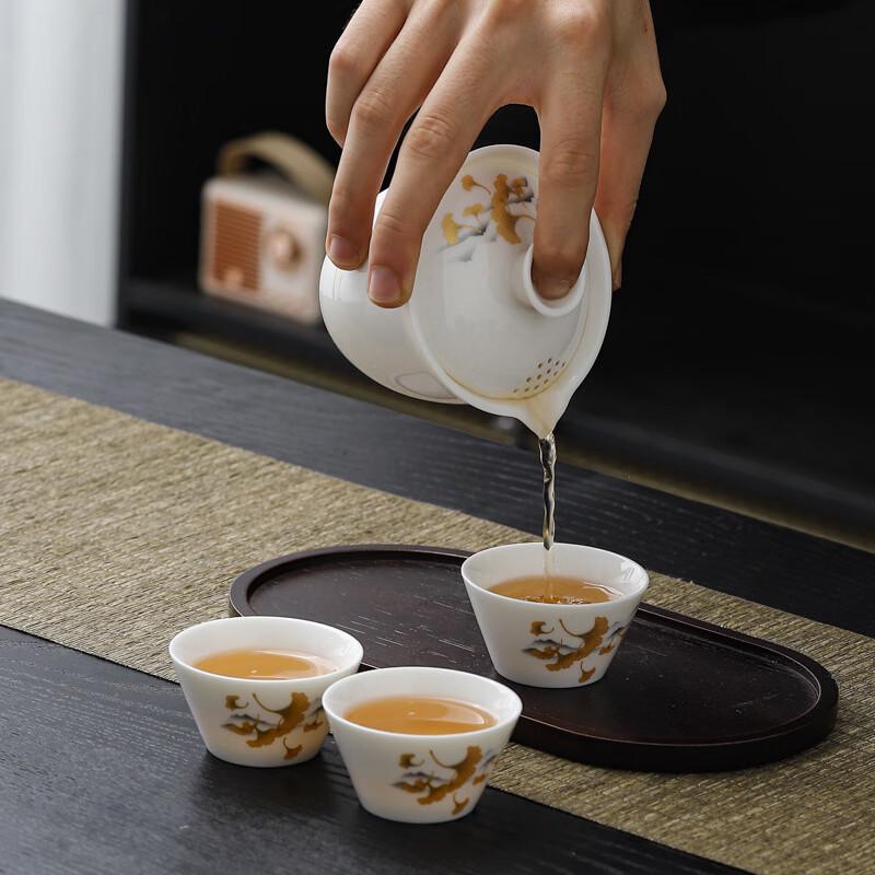 Mingzhanxuan Portable Ceramic Travel Tea Set (1 Pot, 3 Cups)
