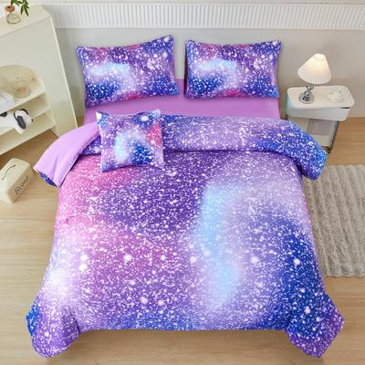 Mädchen-Bettwäscheset (Einzelbett) in Regenbogenfarben, flauschiges Bettwäscheset für Mädchen und Kinder, 3D-farbener Bettbezug für Schlafzimmer, Queen- und Kingsize-Größe