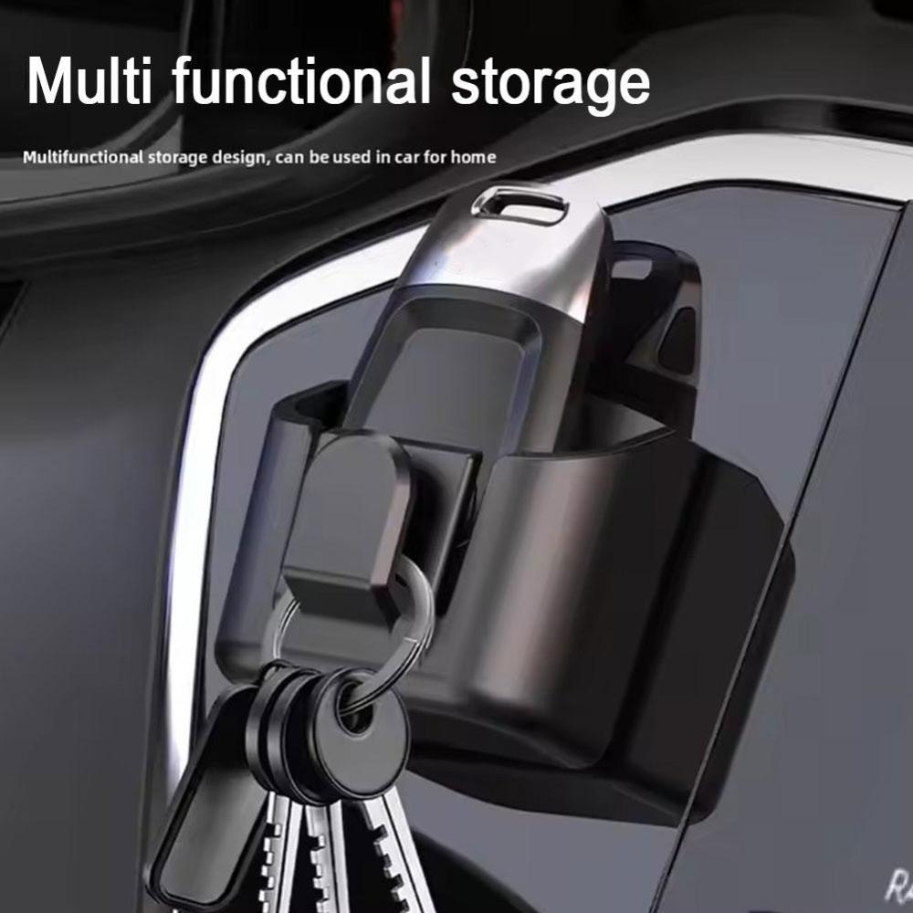 With Hanging Hook Car Interior Storage Box Adhesive Mount Dashboard Organizer Universal Fit