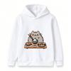 Kids Boys Girls Hooded Pullover Sweatshirt Cute Cartoon Cat Sushi Pattern Casual Soft Pullover Top for Daily Wear Gift for Sushi Lovers