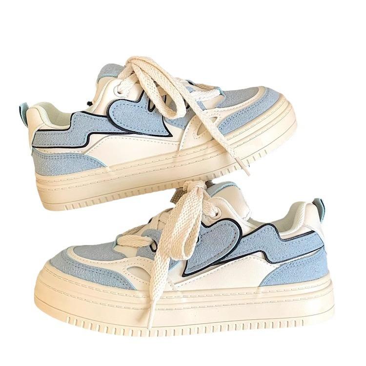 2025 Spring and Autumn New Thick-soled Versatile Casual Sports Shoes Female Ins Students Moral Training Shoes Niche Design White Shoes