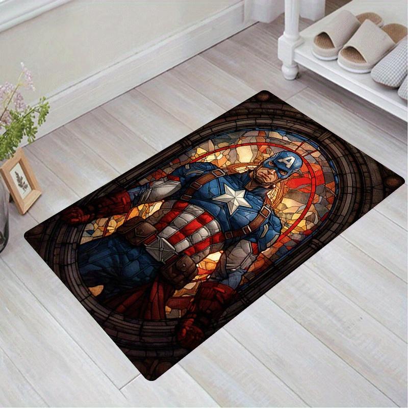 1pc Captain America Pattern Area Rug Soft Flannel Floor Mat for Living Room,Office,Bedroom and Carpet,Sofa Coffee Table Floor Mat