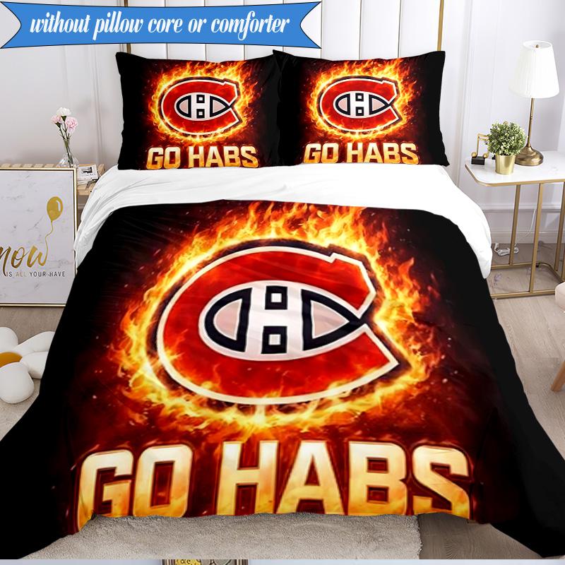 3PCS Canadiens Bedding Set Duvet Cover Closure Includes 1 Duvet Cover & 2 Pillowcases for All Seasons Bedroom Decor Christmas Fan gifts