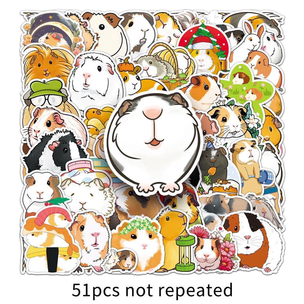 51 Guinea Pig Graffiti Stickers Personalized Cartoon Cute Animal Decoration Mobile Phone Case Water Cup Hand Ledger Stickers