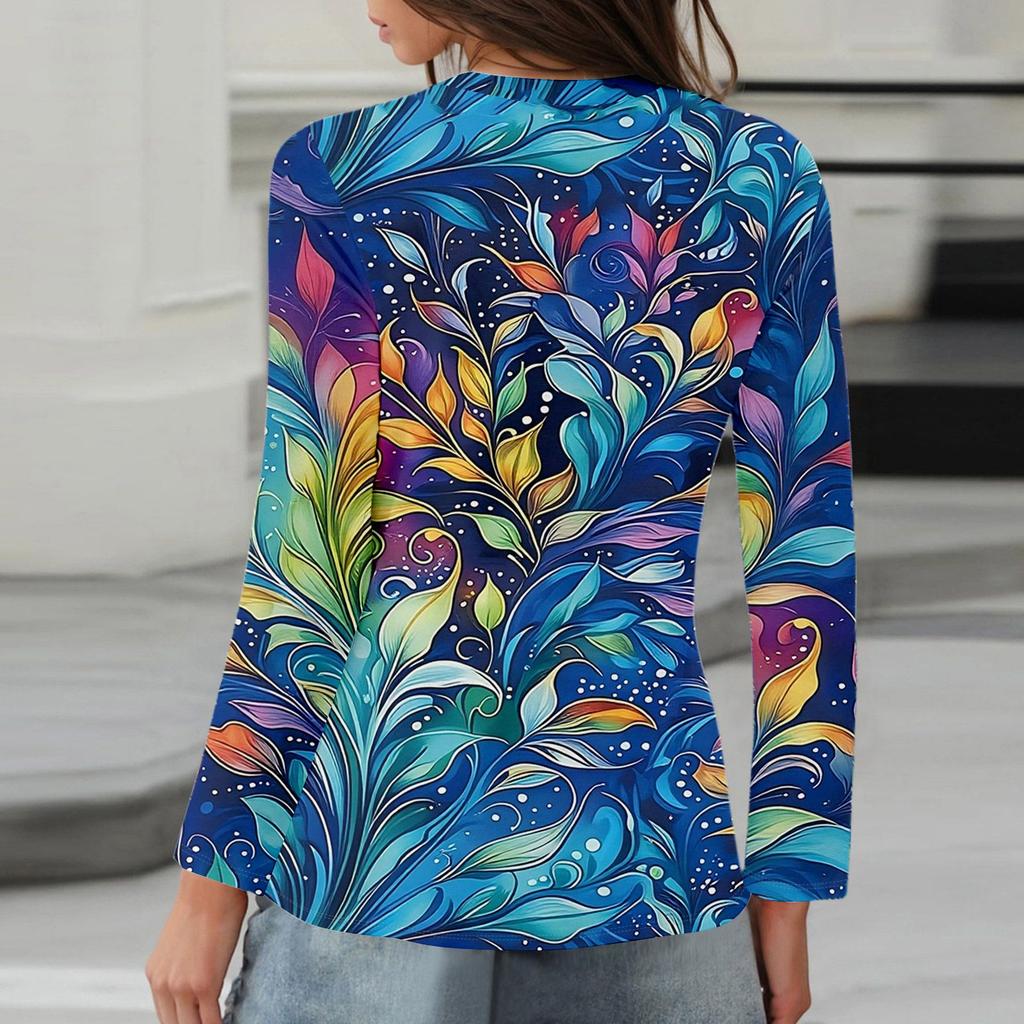 Long Sleeve Shirts For Women Cute Print Graphic Tees Blouses Casual Plus Size Basic Tops Pullover