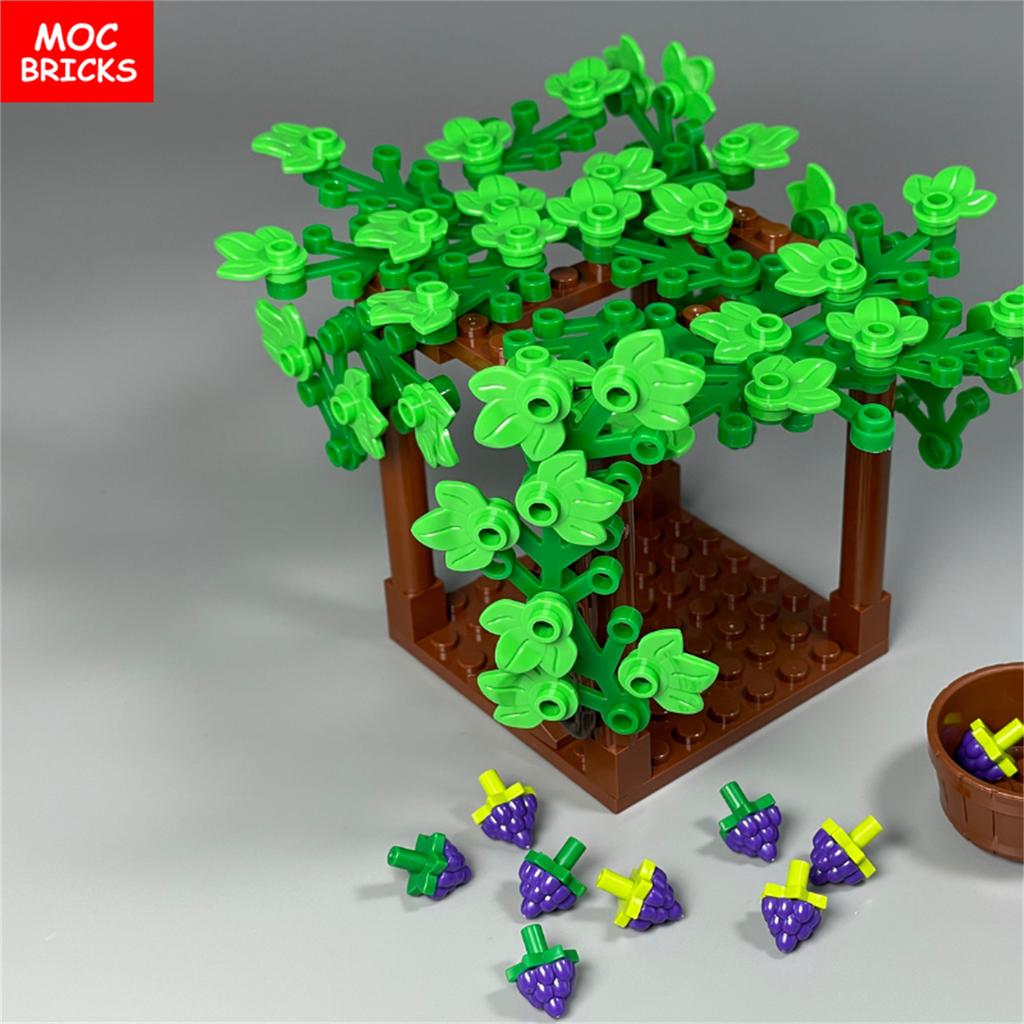 MOC Bricks Square Grape Trellis City Farm Vineyard Garden Scene Accessories Educational Building Blocks Model Kids Toys Gifts