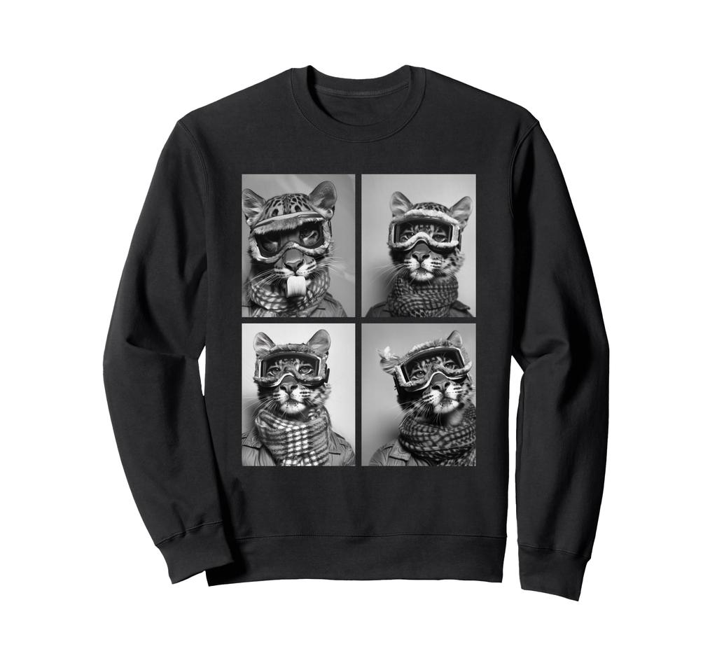 Cute Leopard Print Snow Funny Cat Animal Winter Sweatshirt Goggles,