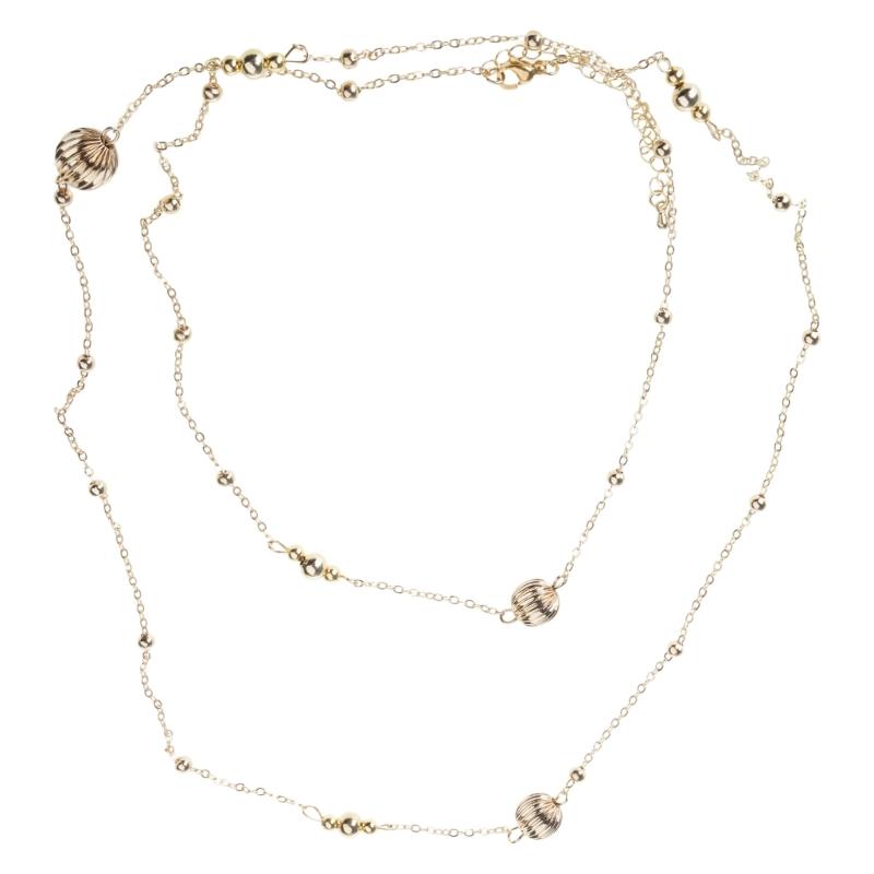 

Golden Gold Plated Vintage Beads Necklace Pumpkin Sphere Neckchain Perfect for Layering and Adding Depth to Outfits 1