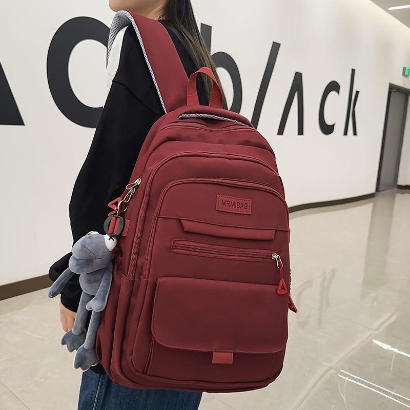 School Bag Elementary School Girl College Student Burgundy Backpack Male Junior High School Student High School Student Backpack
