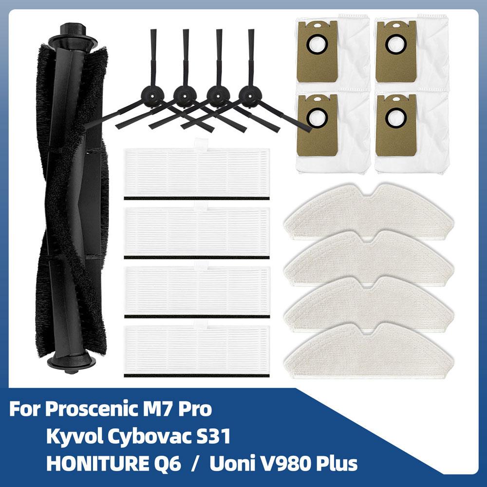 Pentru Proscenic M7 Pro / Kyvol Cybovac S31 / HONITURE Q6 / Uoni V980 Plus Piese de schimb pentru aspirator robot Perie laterală principală Mop cu filtru Hepa