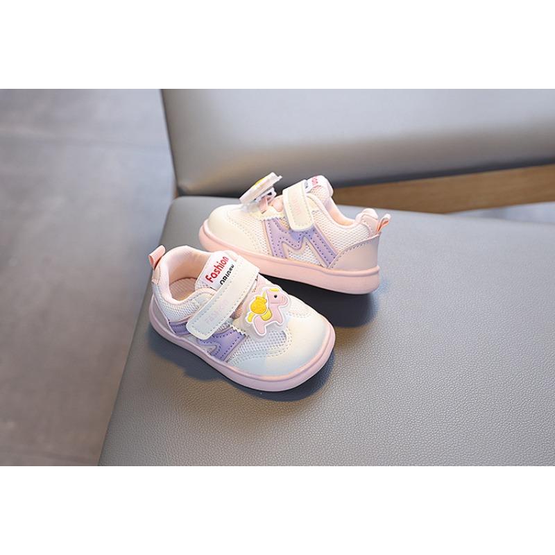 Baby toddler shoes soft sole spring and autumn boys and girls baby shoes breathable non-slip mesh cartoon little white shoes sports shoes