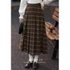 Luxiangnan Women's Elegant Plaid Midi Skirt