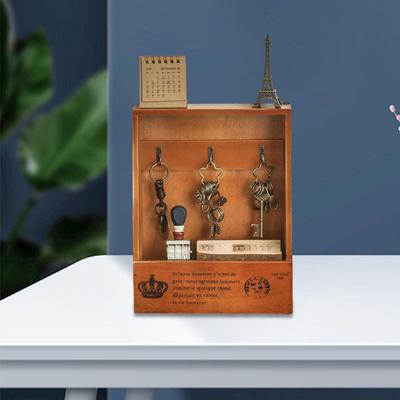 Wand Schlüsselhalter mit 3 Haken Robuste Dekorative Montierte Aufbewahrungsbox für Wohnzimmer Schlafzimmer