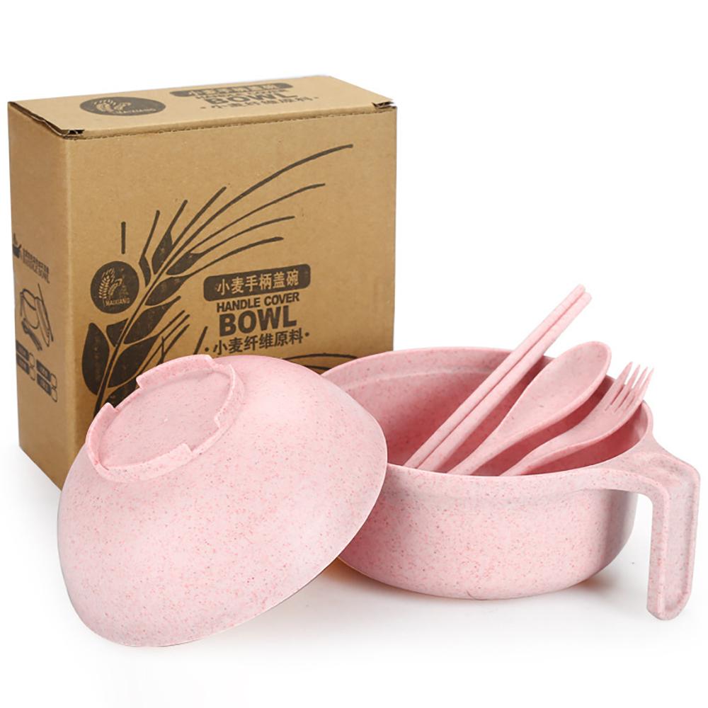 High Grade Wheat Straw Dinnerware Set Children's Unbreakable Dishes Tableware Fork Spoon Chopsticks Bowls Cup Dish Camping Set