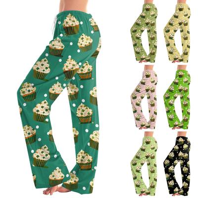 Womens Pajama Pants Sleepwear Casual Drawstring Elastic Waist Pants Comfy Straight Yoga Loose Trousers