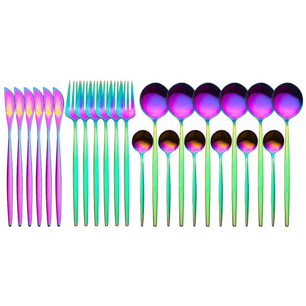 Tableware Set Gift Box Fabulous Cutlery Knife Fork Dessert Spoon Coffee Spoon 24PCS Gold Flatware Dinnerware Sets