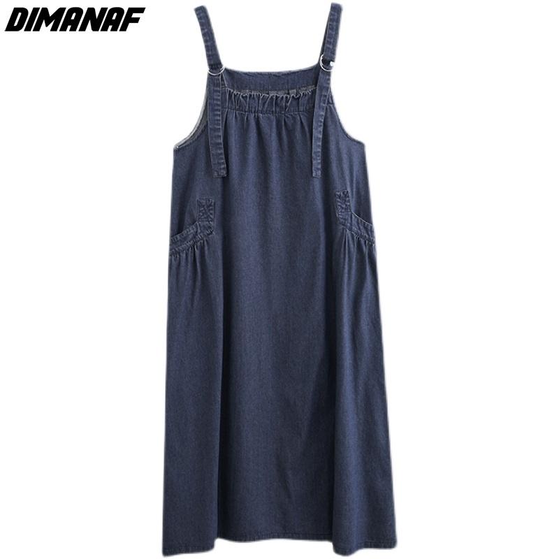 

DIMANAF летнее платье больших размеров, модное женское платье без рукавов, элегантный женский длинный жилет, свободное синее джинсовое длинное платье больших размеров M серый