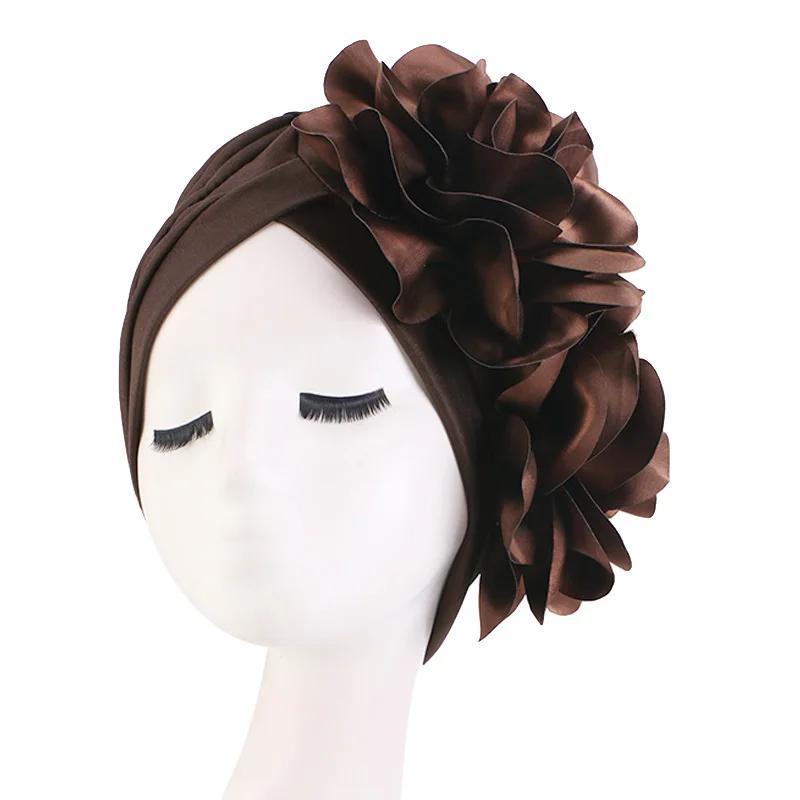 New Woman Muslim Hijab Caps with Big Flower Turban Bonnet Islamic Wrap Head Inner Cap for Hijabs Trendy Headdress 2025 New