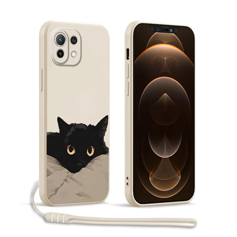 Case for Xiaomi Redmi A1 K60 K40 14C 13C 12C 9 8 10 A2 A3x Phone Cover Cartoon Black Cat Fashion