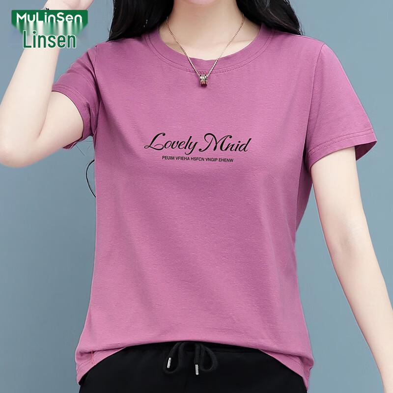 MULINSEN Women s Loose Fit Cotton Blend Letter Print T-Shirt M