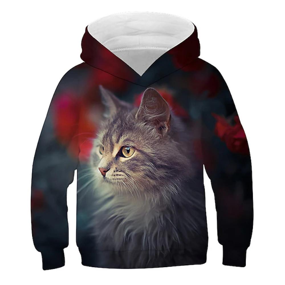 Mikiny pro děti Móda Zvířecí potisk kočky Mikina Dětské mikiny Kreslené Oblečení pro volný čas Chlapec 2024 Dětské jarní top oblečení