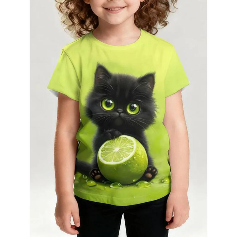 Fashion Children's Clothing Crew Neck Short Sleeve 3D Casual Color Printing Casual Short Sleeve Crew Neck T-Shirt
