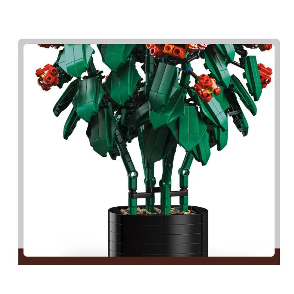 City Creativity Bouquet Lantana Potted Plant Home Decoration Building Blocks Bricks Kids Toys