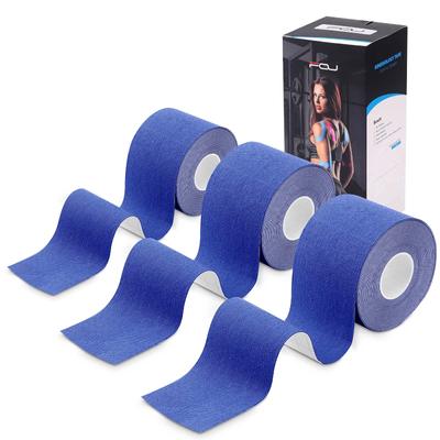 Taping Tape 3 Rolls 5cm X 5m Kinesiology Tape Supports Muscles and Joints Breathable Strong Elasticity Sweat Resistant (dark Blue)
