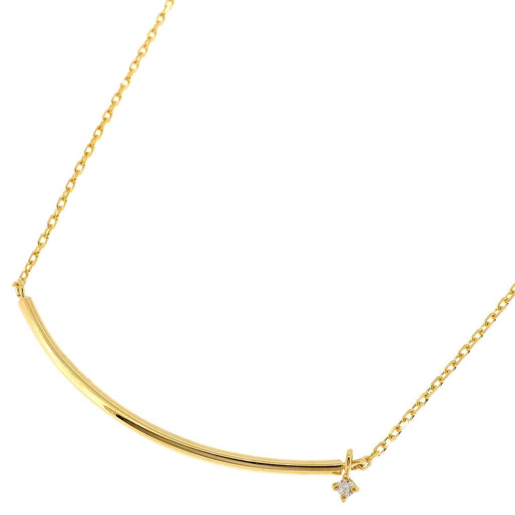 PINKY&DIANNE [Special Edition] Gold-Colored Bar Necklace in Sterling Silver, Women's, with Curved Lines