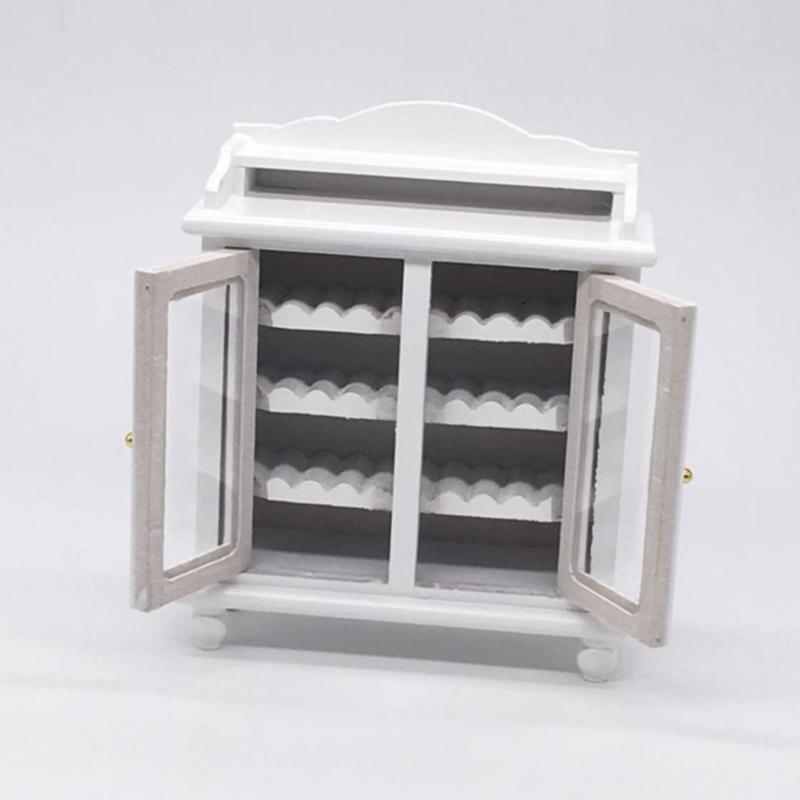 Miniature Wood Wine Cabinet Model Figure for 1/12 Scale Dollhouses Decoration and Craft Model Project Making Accessories
