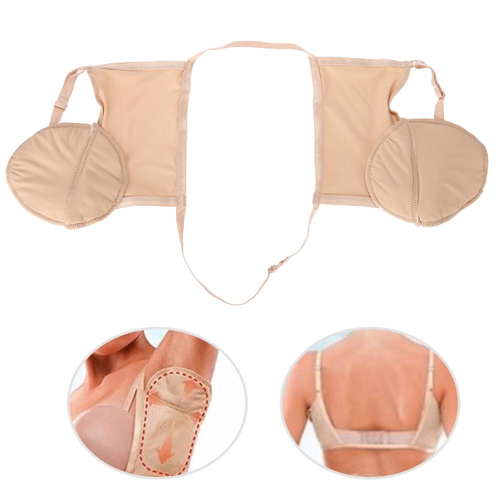 Reusable Cotton Armpit Sweat Guard Bra Underarm Sweat Absorbent Pads Skin Tone