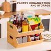 Kitchen Bamboo Storage Bin Potato And Onion Storage Box with Handles Stackable Kitchen Organizer for Countertop Pantry Fruit Vegetable Snacks