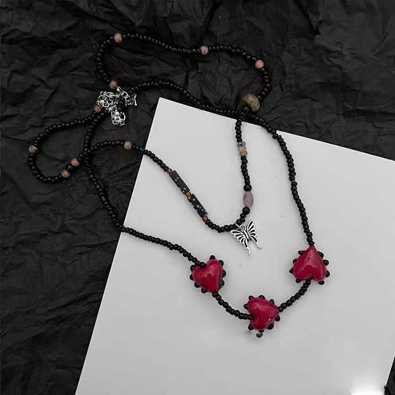 Skinny Butterfly Beaded Necklace Men and Women Ethnic Style Niche New Chinese Personalized Accessories Retro Trend Jewelry Collarbone Chain