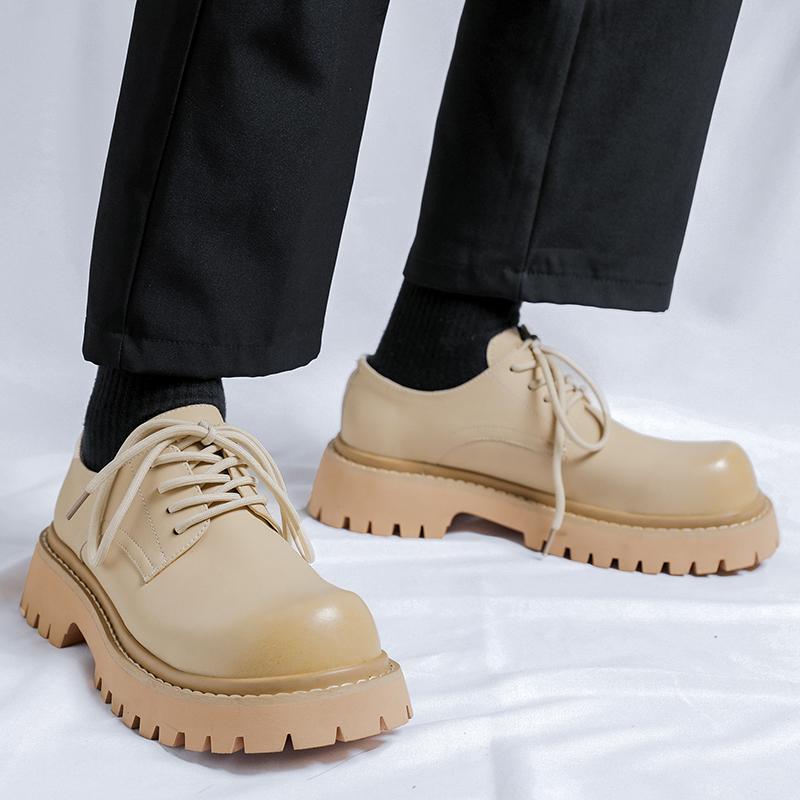 Fashion Luxury Brand Men Oxford Shoes Thick Soles Round Toe British Style Formal Derby Leather Shoes Business Formal Men's Wedding Shoes