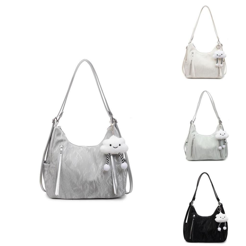 Minimalist Womens Large Capacity Pu Shoulder Bag With Zipper Closure For Daily Use