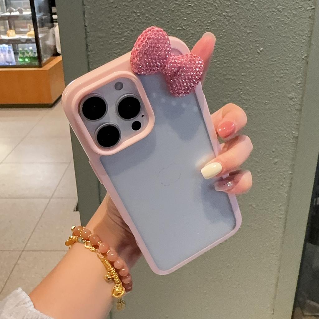 Large Hole Acrylic Rhinestone Bow Is Suitable for Apple 16promax Mobile Phone Case, Apple 15promax All-inclusive 14.