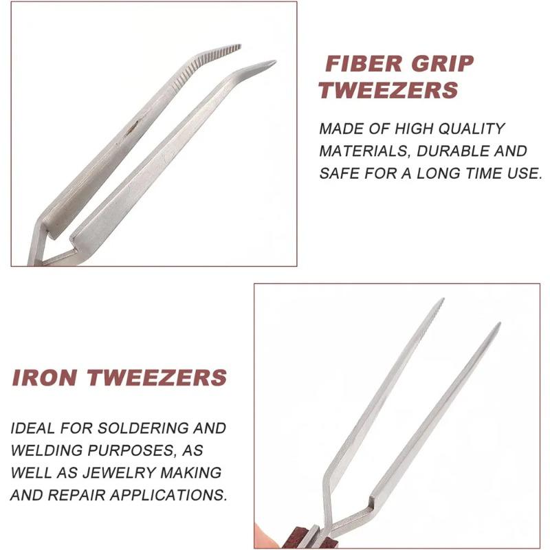 2 Pcs Soldering Tweezers Set 2 Pcs Cross Lock Solder Tweezers Jewelry Tweezersfor Jewelry Making, Welding, Repairing